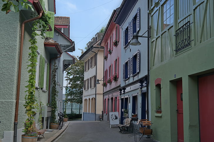 Baden, Švajčiarsko, farebné, domy, Európa, Cestovanie, Architektúra