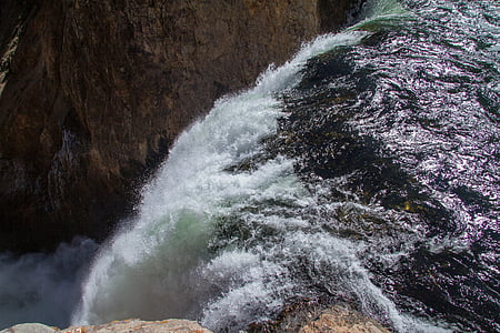 黄石国家公园, 较低的瀑布, 瀑布, 怀俄明州, 美国, 峡谷