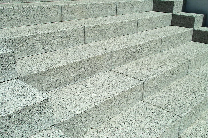 escadas, bloco de cimento, gradualmente, granito, Branco, inferno