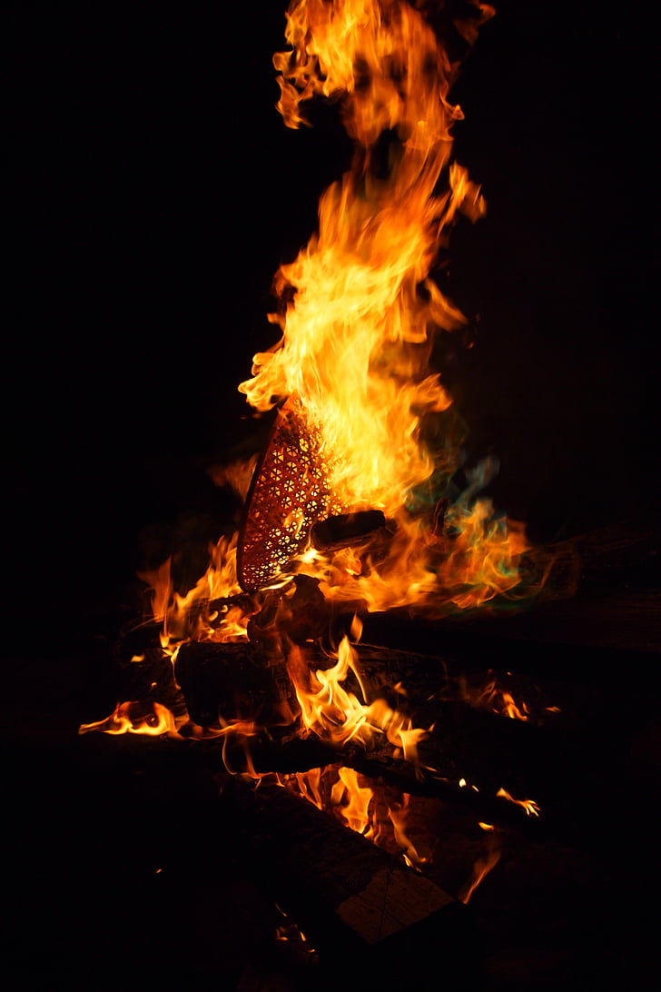 fire, campfire, bonfire, hot, heat, blaze, warm