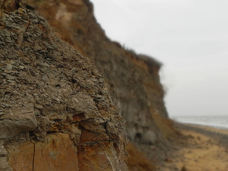 cliff, erode, sea, walton, shore, rock, sand