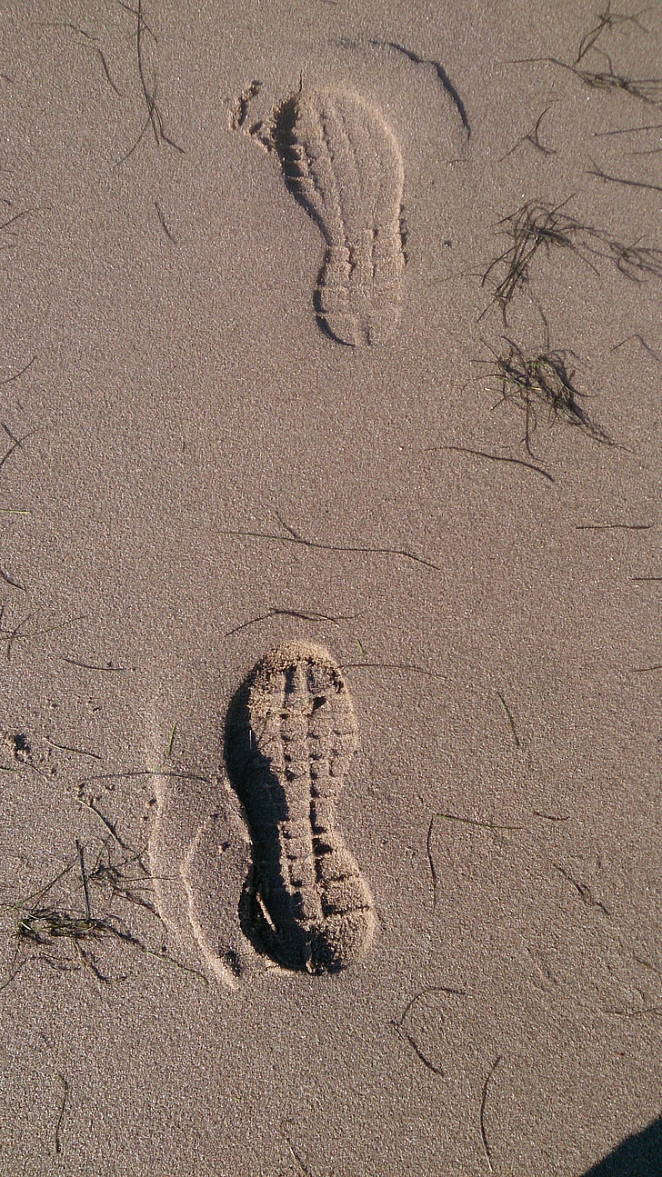 voetafdrukken, zand, Noordzee, voetafdruk, sporen in het zand