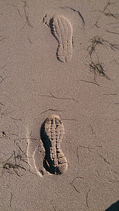 fodspor, sand, Nordsøen, fodaftryk, spor i sandet