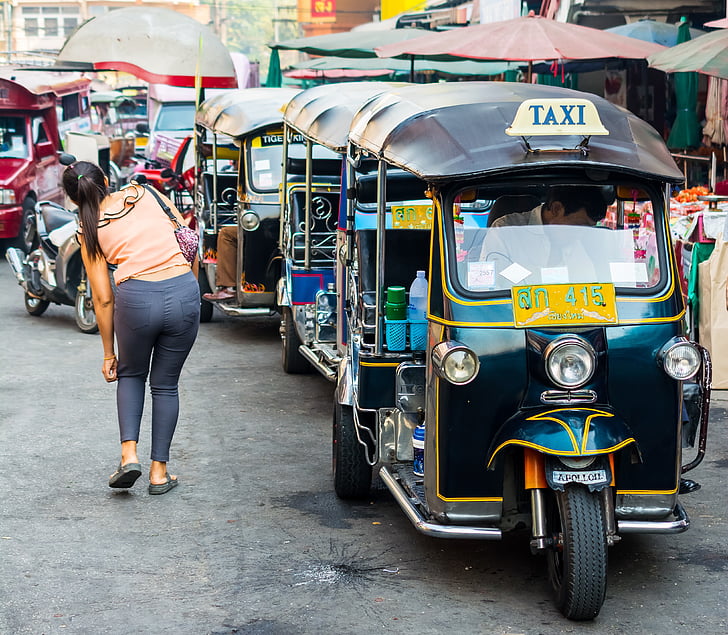 tuk tuk, taxi, marché Warorot, Chiang mai, Thaïlande du Nord