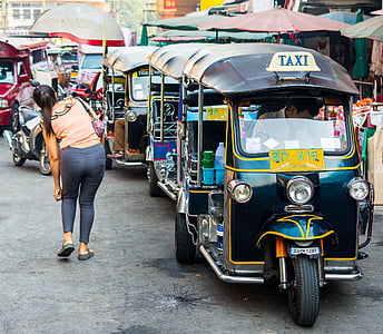 tuk-tuk, taxi, Warorot-marknaden, Chiangmai, norra thailand