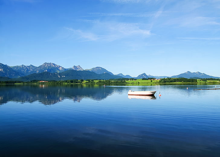 Bavarija, Allgäu, ežeras, kalnai, vandens, Gamta, Vokietija