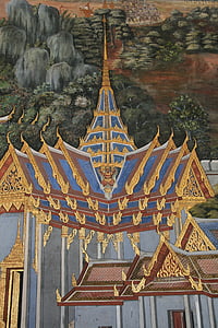 Templo de, pintura, colorido, ouro, azul, Branco, apontada