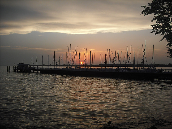 Nonnenhorn, Bodamské jazero, okrese mesta lindau, Bavaria, dosvit, západ slnka