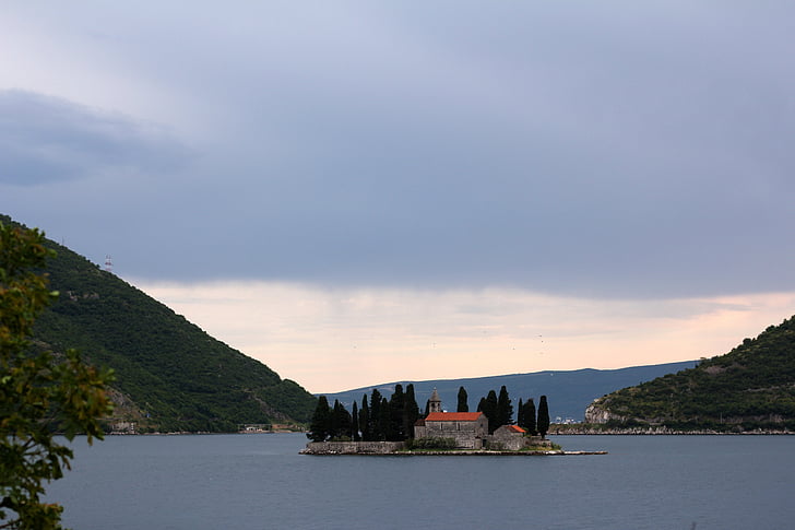 øya, liten, vann, steder av interesse, ferie, Montenegro