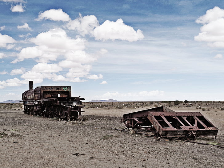 de salar de uyuni, begraafplaats van treinen, Bolivia, Uyuni