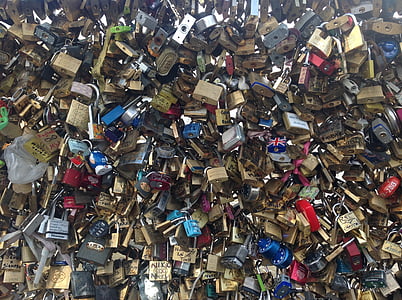 padlocks, bridge, paris, france, padlock, lock, love