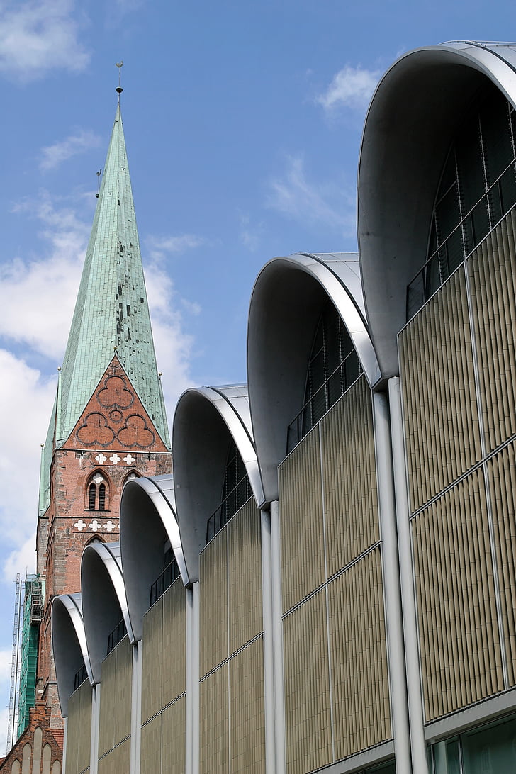 arhitektura, Lübeck, biroja, stavbe, cone za pešce, okraski, zanimivi kraji
