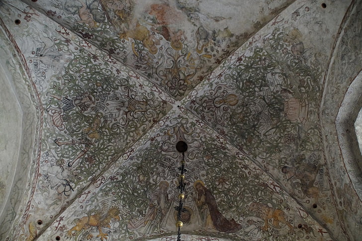 pintura del techo, antiguo, manta, Iglesia, edad media, bóveda de, arte
