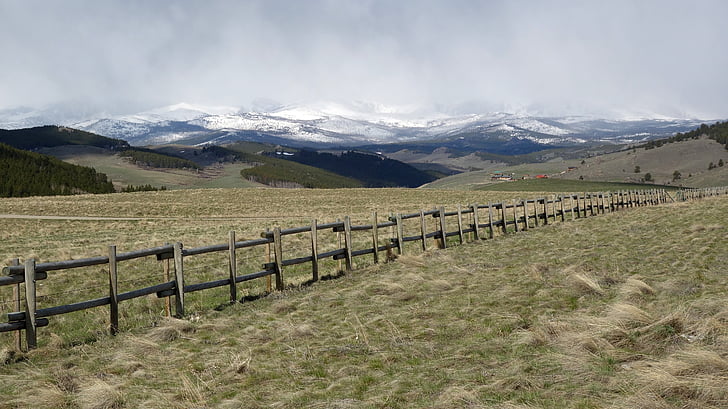 landscape, america, nature, view, mountains, fence, fencing