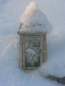 snow, lantern, frost, cold, winter, nature, snowy