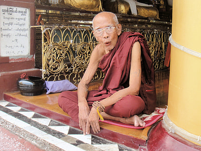 mnich, Myanmar, náboženství, Buddhismus, Barma, víra, věřící