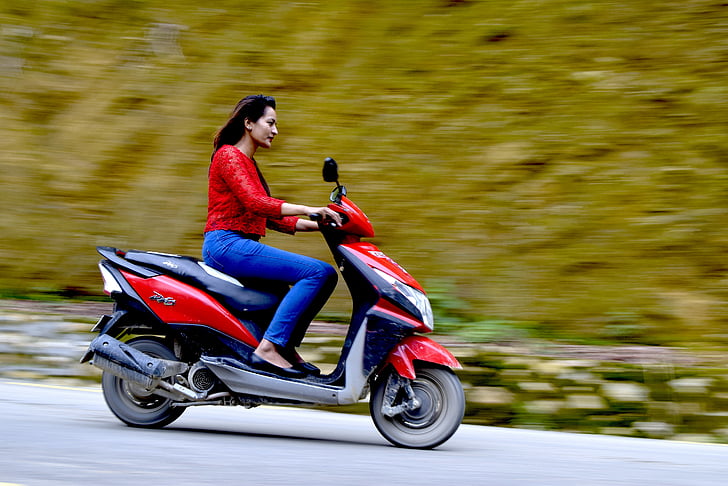 panning, scooter, speed, red
