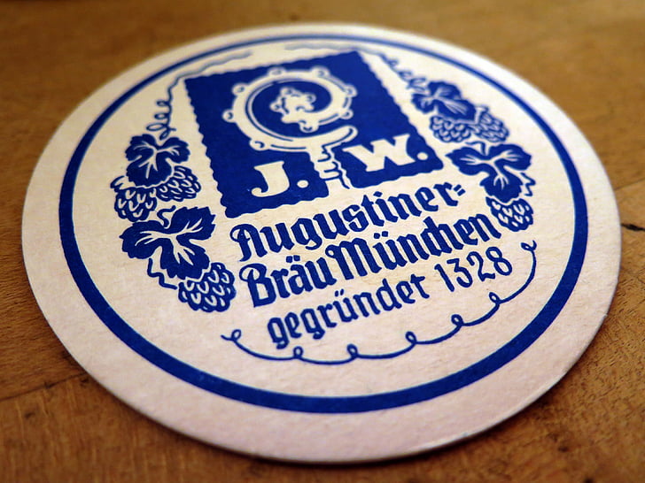 sottobicchieri di birra, Coaster, Augustiner, Brew, Monaco di Baviera, cantina di Augustiner