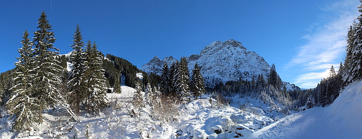 Alpok, Oberstdorf, Németország, táj, természet, turizmus, hó