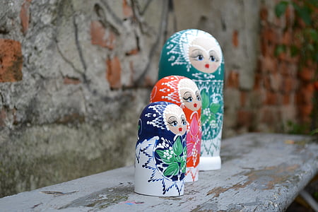 matrioska, 小雕像, 俄语, 玩具, 纪念品, 传统, 头巾
