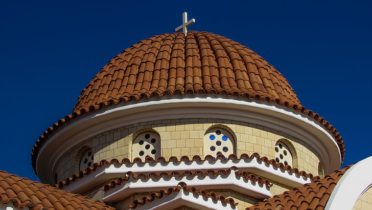 cyprus, xylotymbou, ayios rafael, church, orthodox, dome, architecture