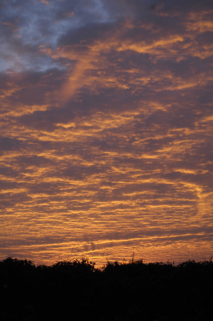 sky, atmosphere, sunset, evening, orange sky, clouds, pattern