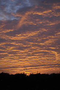 空, 雰囲気, サンセット, 今晩, オレンジ色の空, 雲, パターン