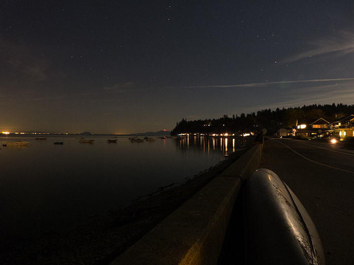 point roberts, night, shore, landscape, night view, water, travel