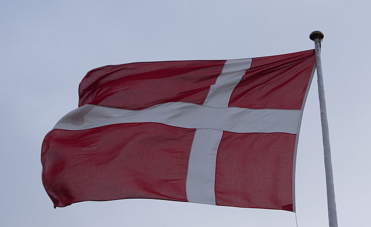 Dannebrog, vlag, Denemarken, Deens, Deense vlag, rood, hemel