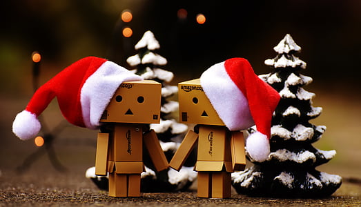 danbo, christmas, figure, together, hand in hand, love, togetherness