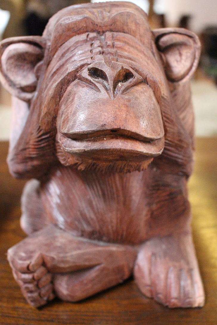 monkey, sculpture, carving, art, wood carving, animal, seeing
