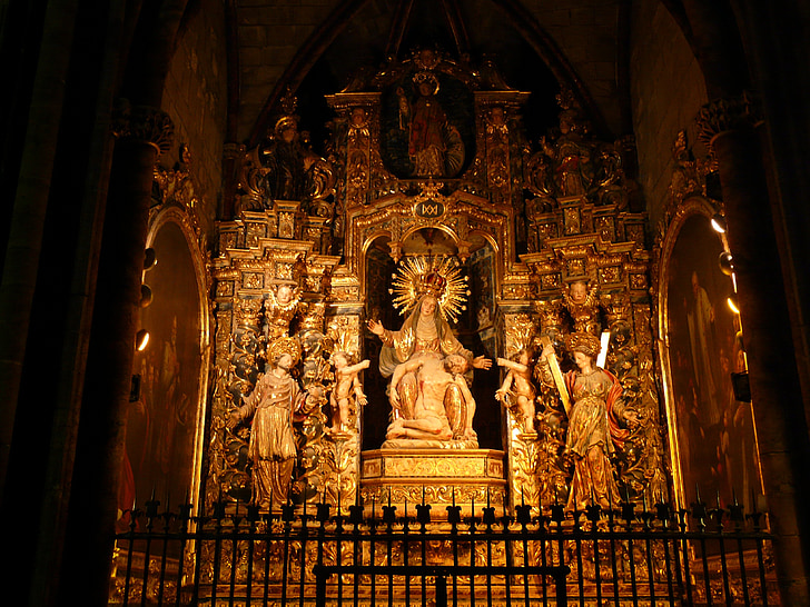 holy maria, altar, church, gold, light, christ, christianity