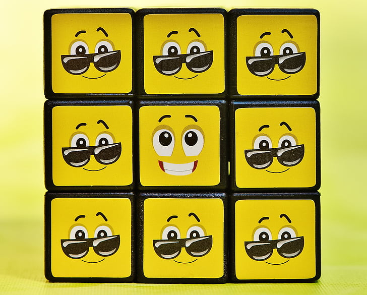 Cube, Smileys, drôle, sentiments, émoticône, humeur, émotion