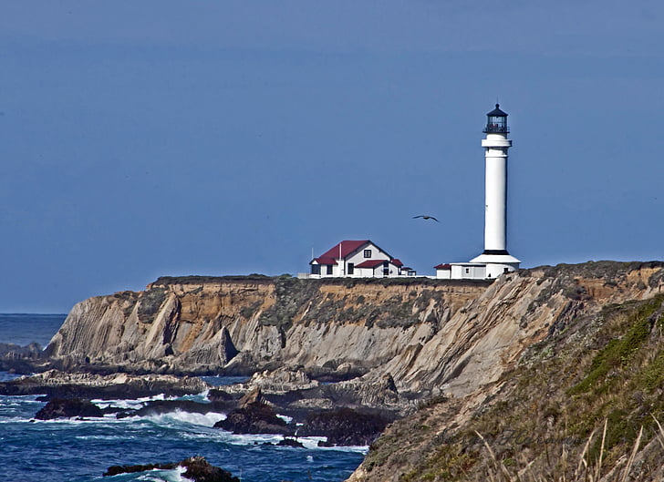 Lighthouse, Kalifornien, Ocean, ljus, kusten, Pacific, havet