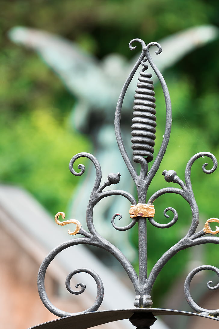 goal, detail, wrought iron, gilded, grave, cemetery, arts and crafts