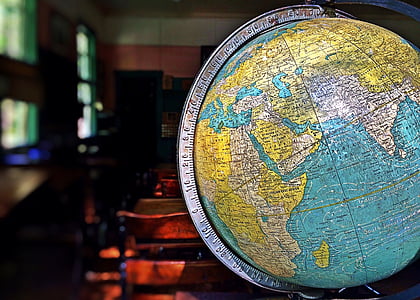 Globe, wereld, aarde, planeet, bol, klaslokaal, kennis