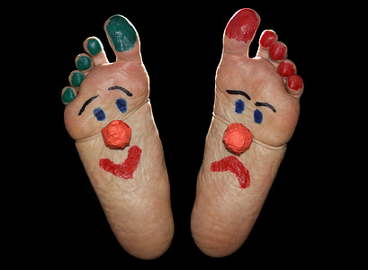 clown, feet, foot, fun, funny, sole, painted