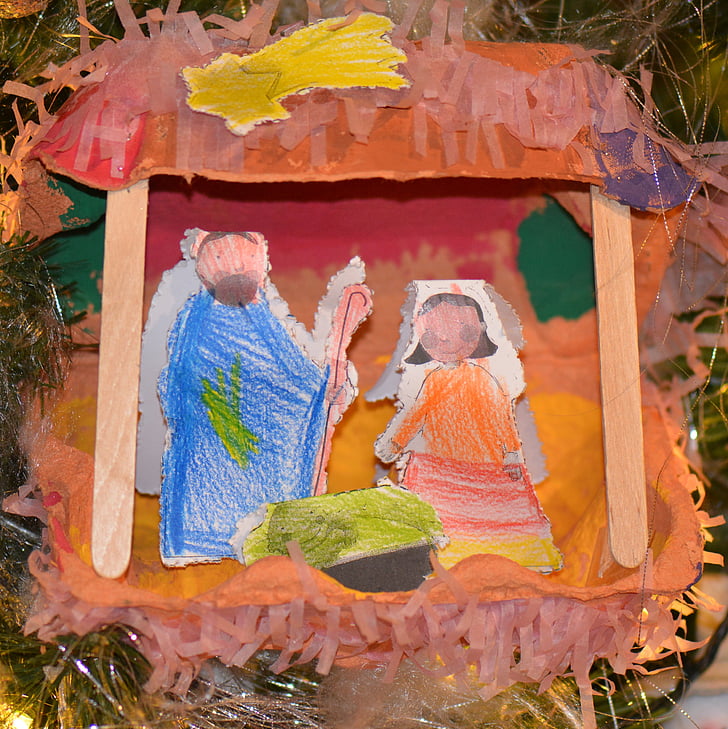 Karácsony, Jézus, Manger, Maria, jozelf, Betlehem jelenetet