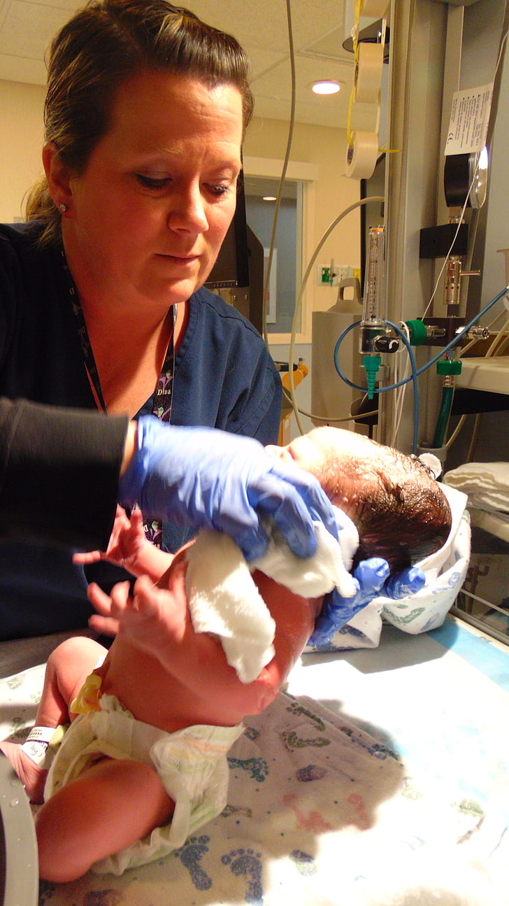 novorođenče, porod, dijete, beba, medicinska sestra, bolnica, materinstva