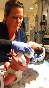 nadó, part, educació infantil, nadó, infermera, Hospital, maternitat