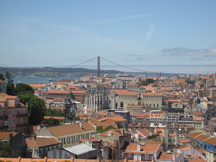 Лиссабон, город, пейзаж, городской пейзаж, Архитектура, Крыша, Европа