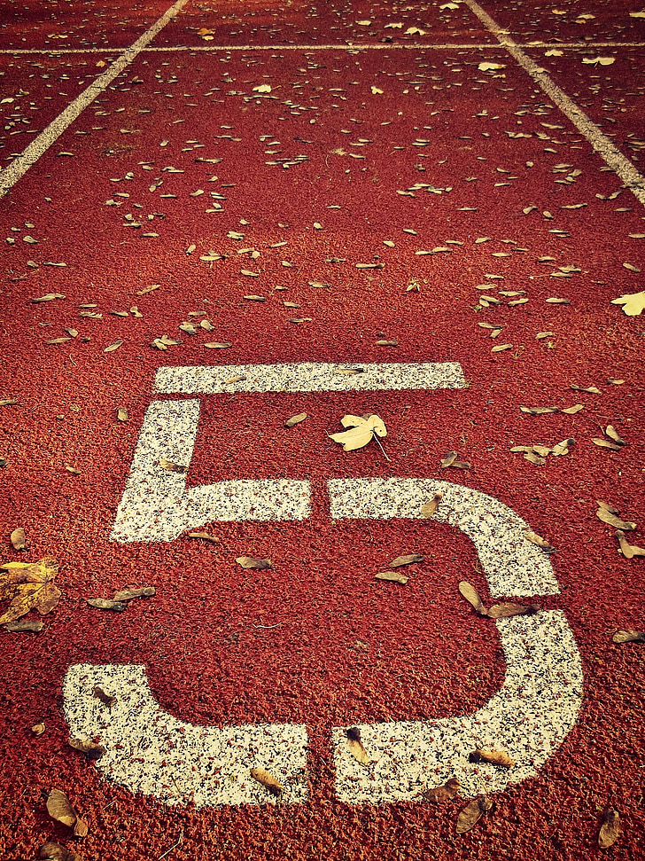 sports ground, red, number, five, pay, digit, arrangement