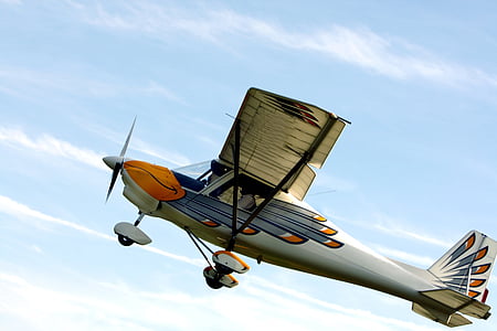 Propeller-Flugzeug, Flugzeug, Doppeldecker, Propeller, fliegen, Oldtimer, Sportflugzeug
