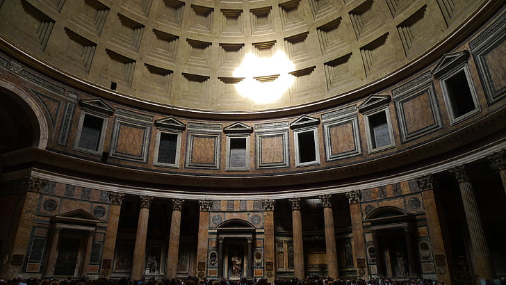 Pantheon, Rotunda, Dome, arhitektuur, siseruumides, kuulus koht, ajalugu