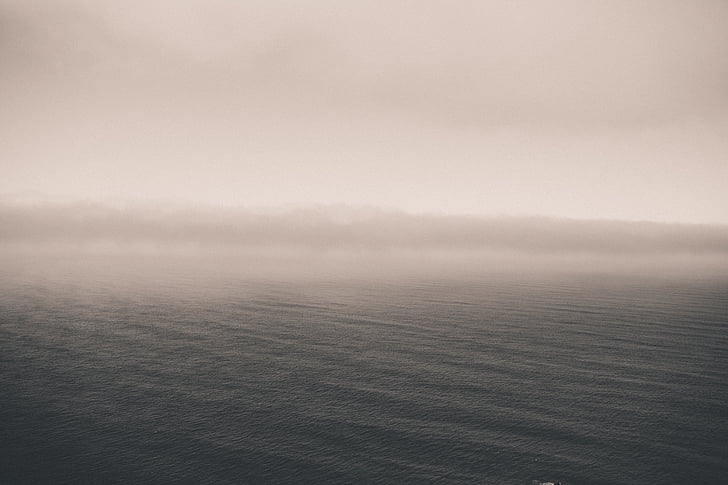 Фото, Туманний, озеро, сірий, небо, туман, серпанок