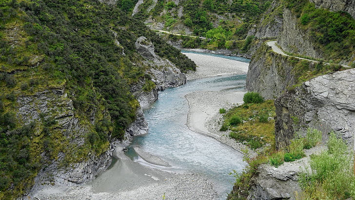 Skippers canyon, schot over de rivier, Nieuw-Zeeland, Zuidereiland, wildernis, natuur, rivier