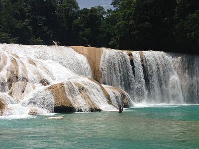 agua azul, México, Yucatán, Cachoeiras exóticas, azul, cascadas, aventura