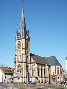 Kościół, Saarbruecken, St jakob, starożytne, Miasto, Europy, Niemcy