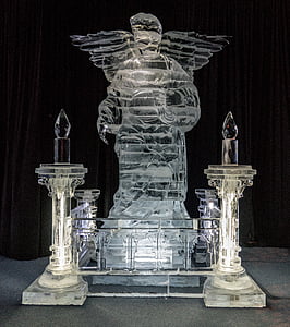 ice sculptures, gaylord palms, exhibit, religious, angel, christmas, snoopy