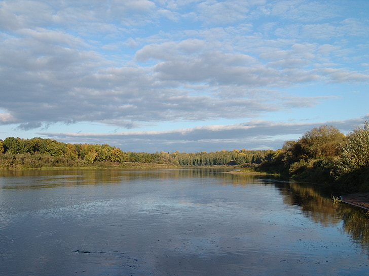 Sungai, Vyatka, musim gugur, Rusia, pemandangan